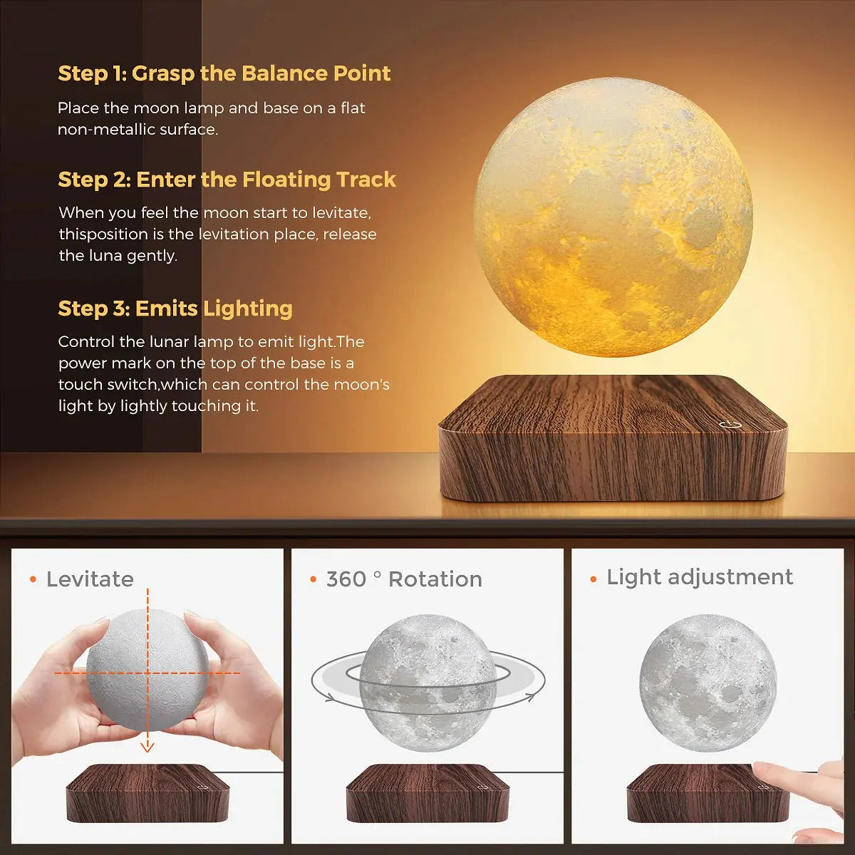 Magnetic Floating Moon Lamp NetEmporium